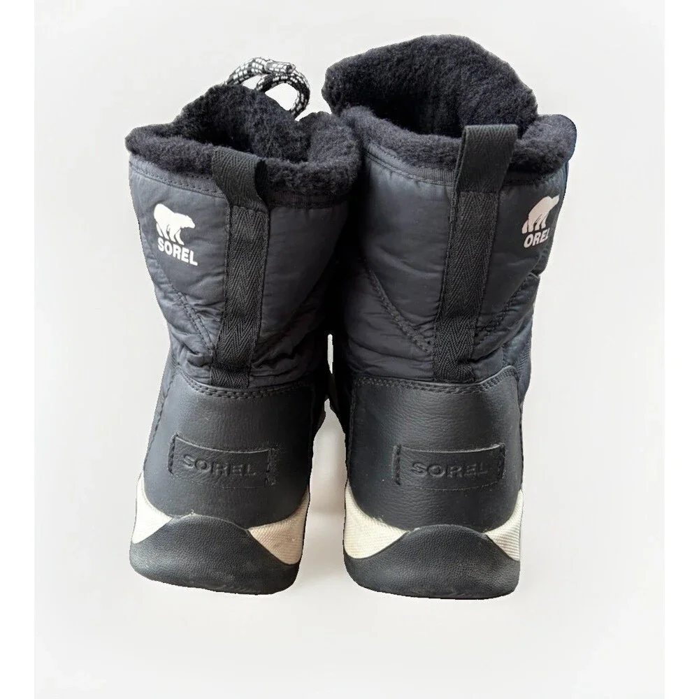 SOREL Whitney II Short Lace Winter Boots Womens Size 9 Black Waterproof Snow